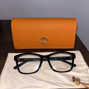Tory Burch Black Eyeglasses with Orange Logo Case